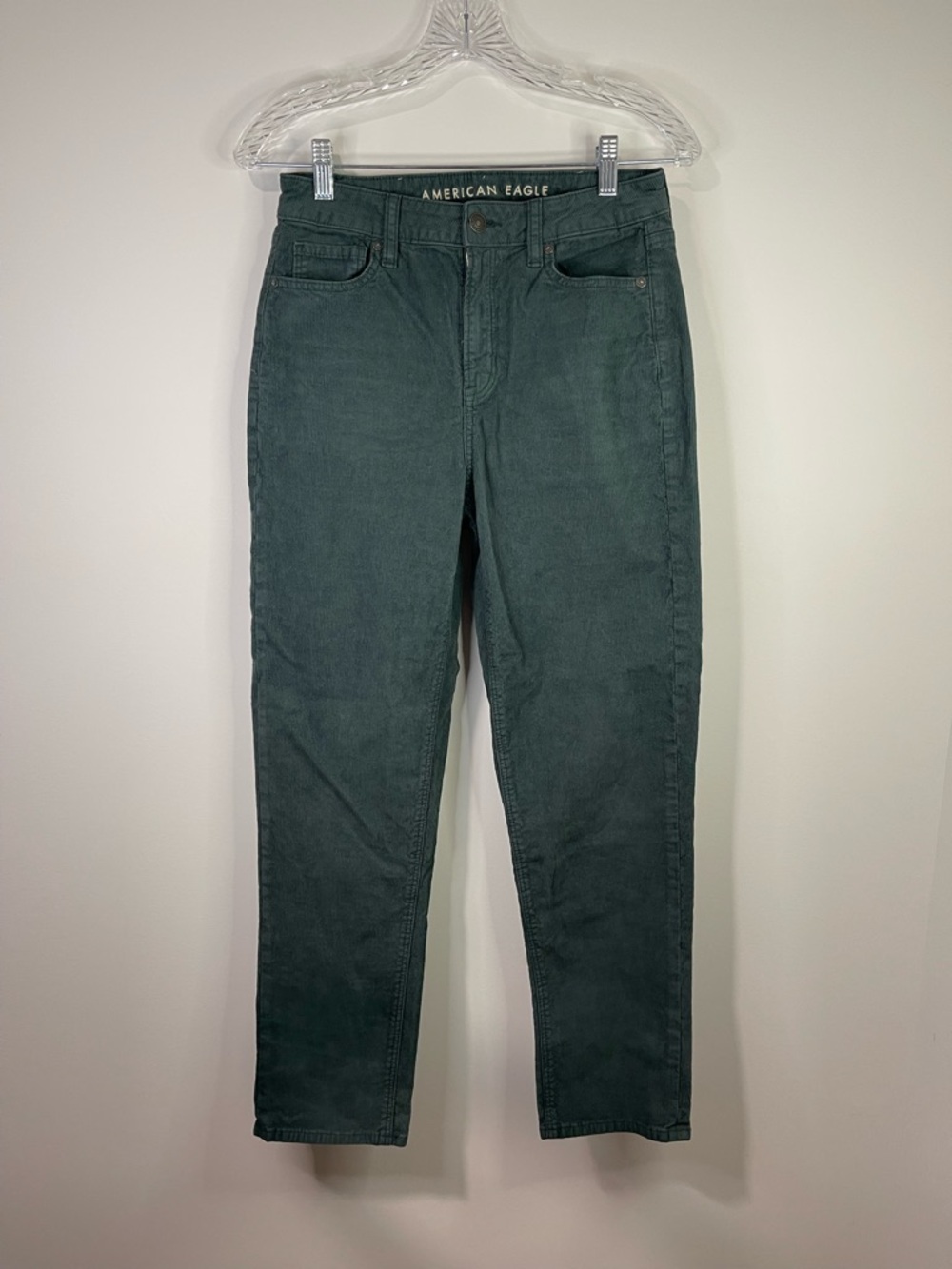 American Eagle Outfitters Women's Dark corduroy Green Straight Leg Jeans
